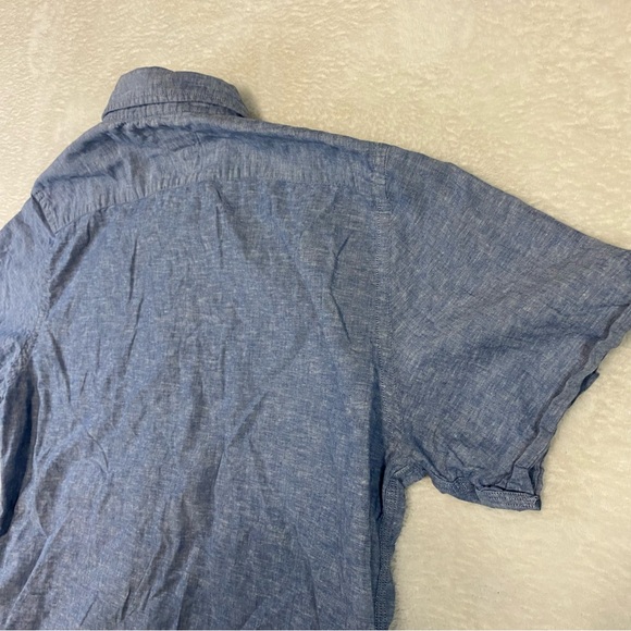 Tommy Hilfiger Shirt Men XL Chambray Short Sleeve Button Down Linen Blend - Picture 7 of 11